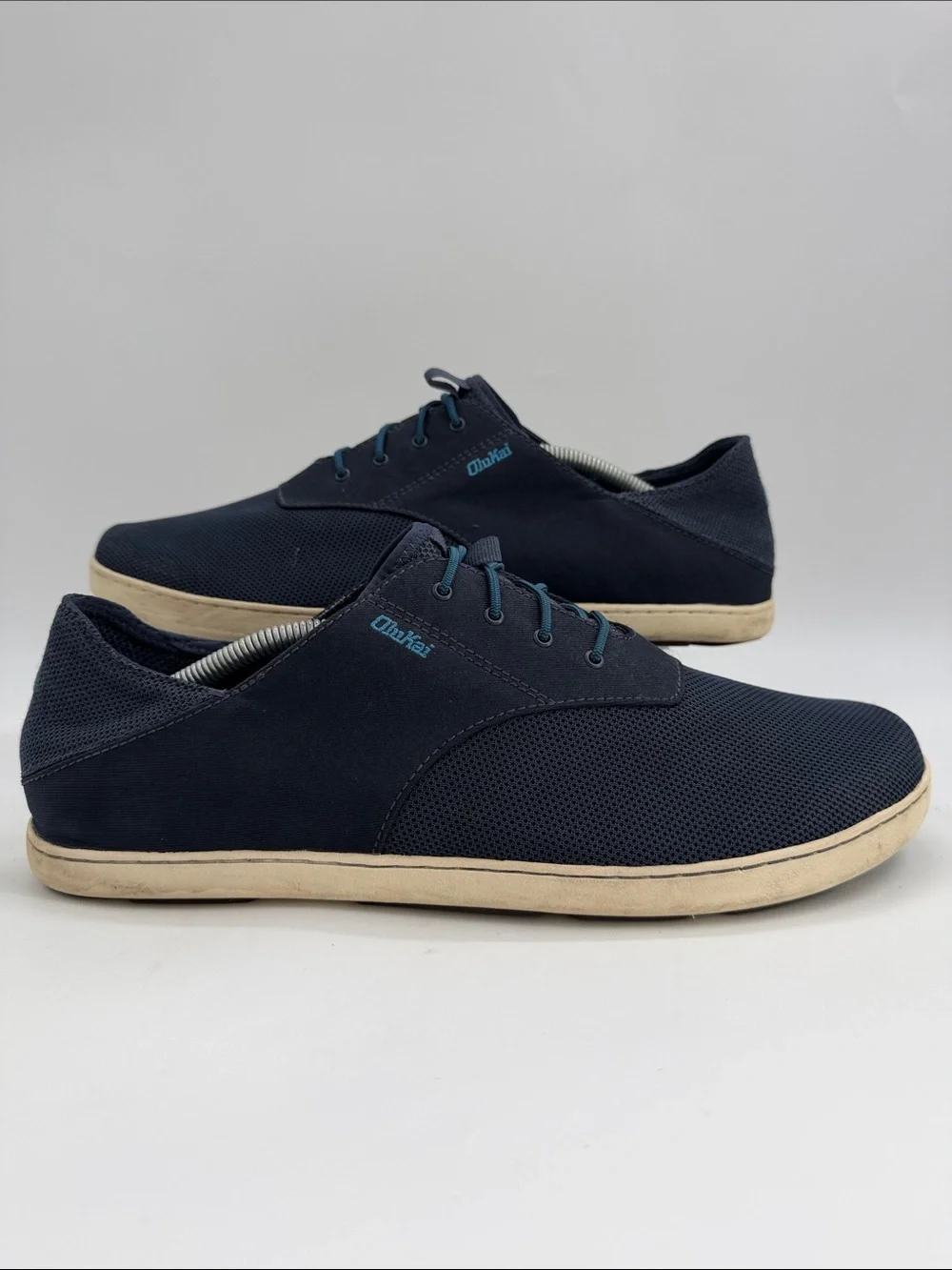 OluKai Mens Nohea Moku No Tie Boat Shoe Sz 12.0 Blue Slip On Convertible Sneaker